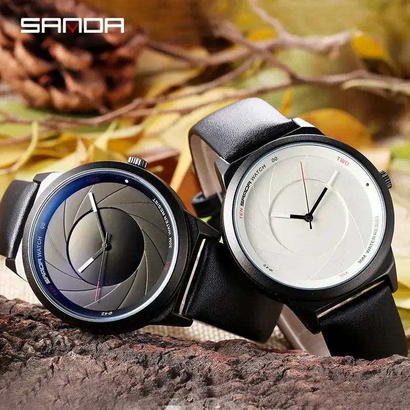Men's Waterproof Leather Watch with Phantom Quartz Design - Image 2