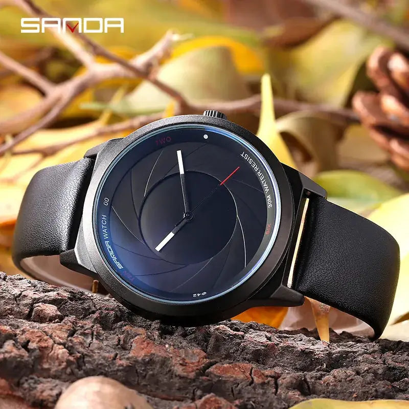 Men's Waterproof Leather Watch with Phantom Quartz Design - Image 4