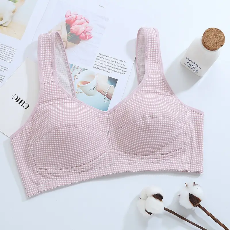 Zhangyan factory mesh vest-style back buckle large cup wide shoulder strap sports sleep middle-aged and elderly underwear bra underwear