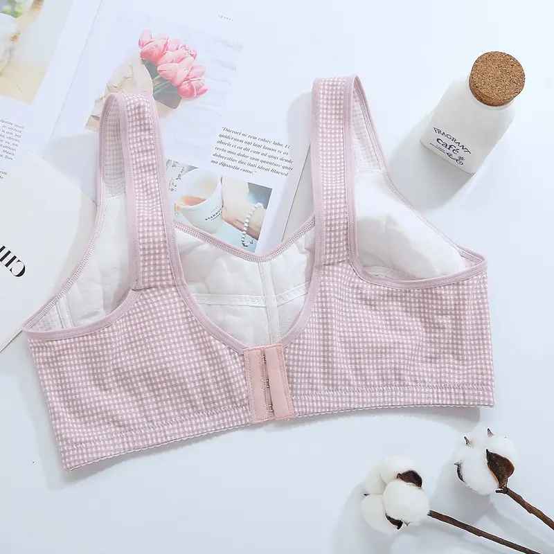 Zhangyan factory mesh vest-style back buckle large cup wide shoulder strap sports sleep middle-aged and elderly underwear bra underwear