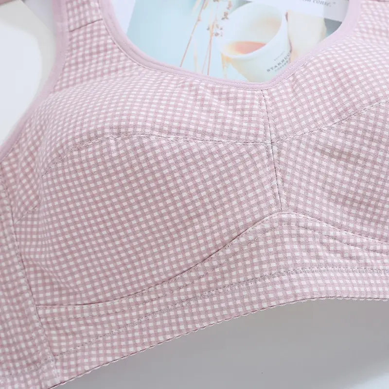 Zhangyan factory mesh vest-style back buckle large cup wide shoulder strap sports sleep middle-aged and elderly underwear bra underwear