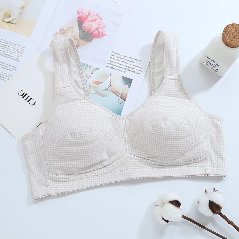 Zhangyan factory mesh vest-style back buckle large cup wide shoulder strap sports sleep middle-aged and elderly underwear bra underwear