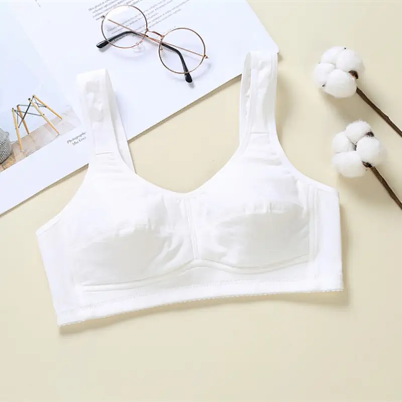Zhangyan factory mesh vest-style back buckle large cup wide shoulder strap sports sleep middle-aged and elderly underwear bra underwear