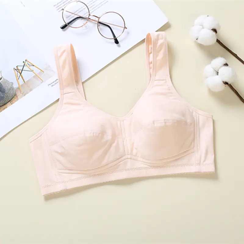 Zhangyan factory mesh vest-style back buckle large cup wide shoulder strap sports sleep middle-aged and elderly underwear bra underwear