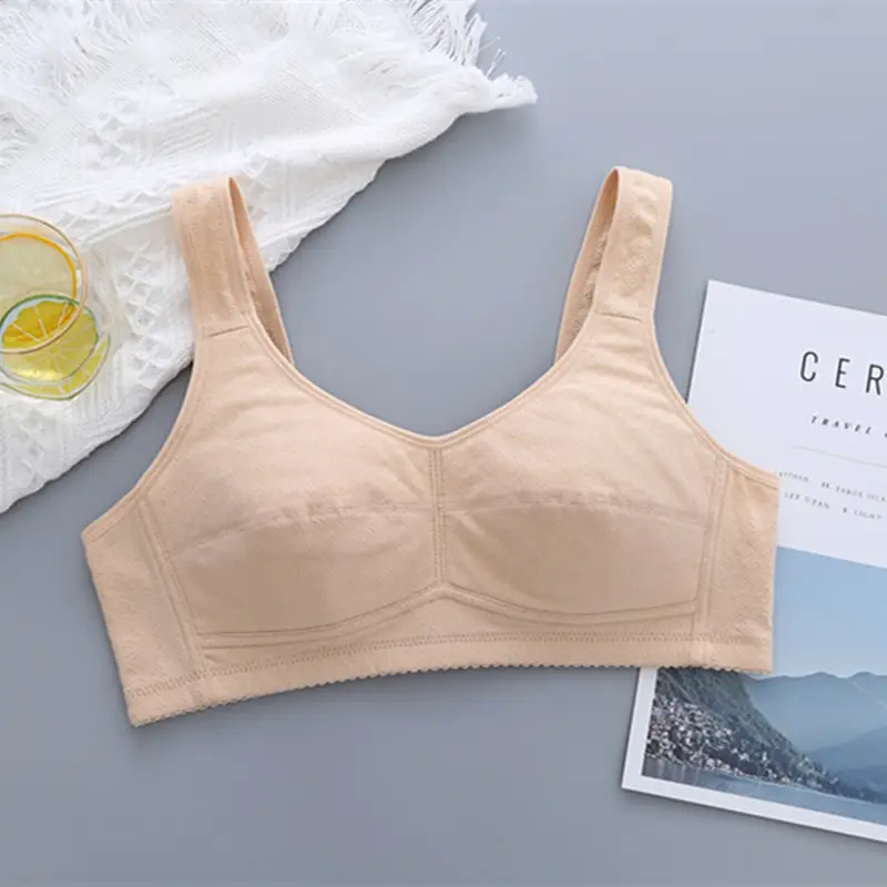 Zhangyan factory mesh vest-style back buckle large cup wide shoulder strap sports sleep middle-aged and elderly underwear bra underwear