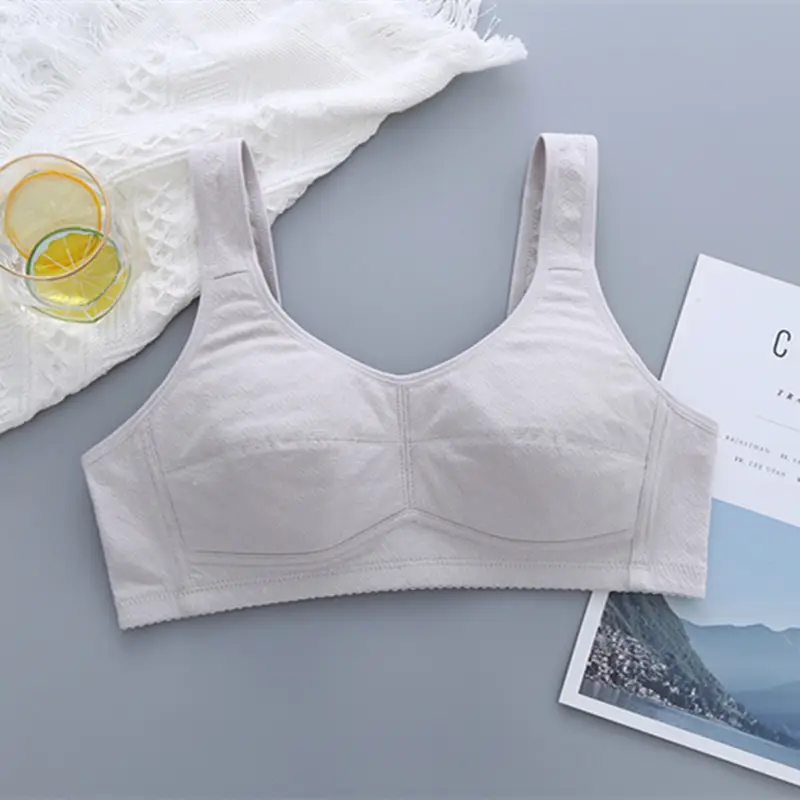 Zhangyan factory mesh vest-style back buckle large cup wide shoulder strap sports sleep middle-aged and elderly underwear bra underwear