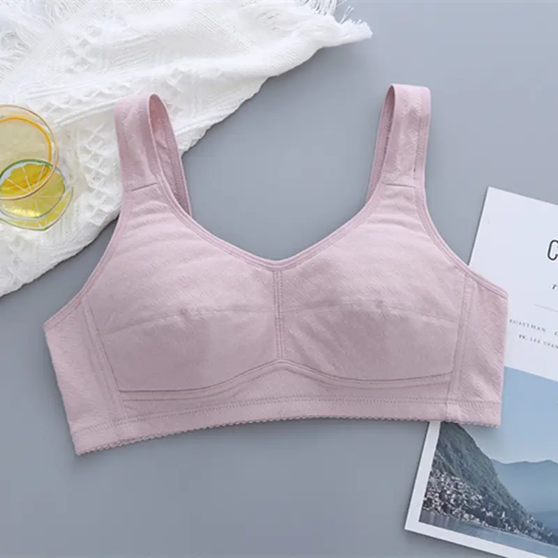 Zhangyan factory mesh vest-style back buckle large cup wide shoulder strap sports sleep middle-aged and elderly underwear bra underwear