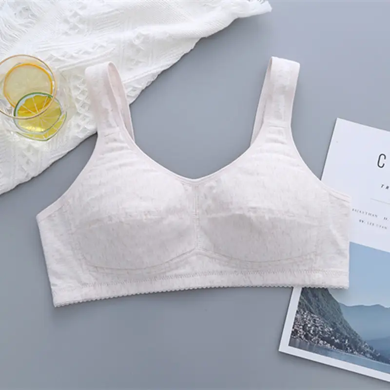 Zhangyan factory mesh vest-style back buckle large cup wide shoulder strap sports sleep middle-aged and elderly underwear bra underwear