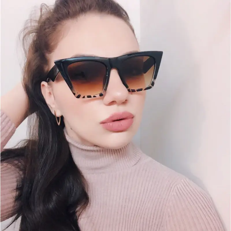 Women Cat's Eye Sunglasses Orange Pink Transparent Frame - Image 10