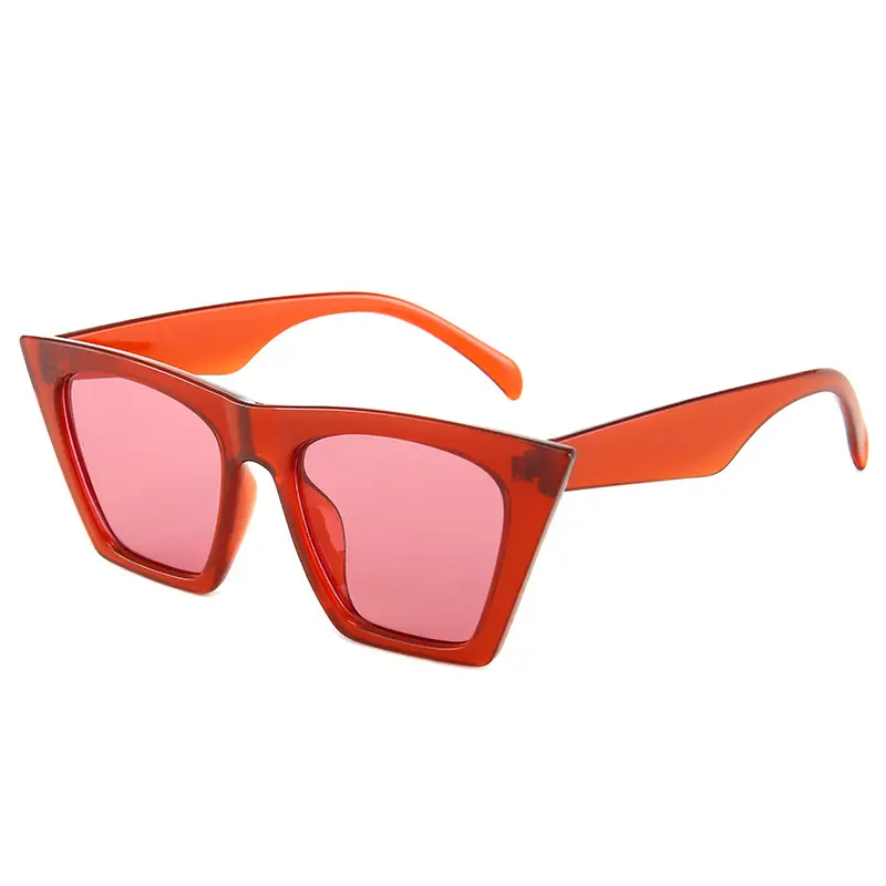 Women Cat's Eye Sunglasses Orange Pink Transparent Frame - Image 12