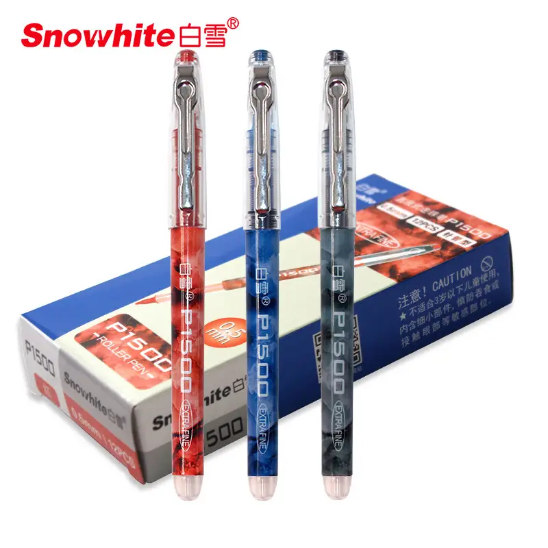 Snow White P1500 direct liquid ball pen quick-drying color pen stem neutral pen large capacity needle tube type 0.5mm