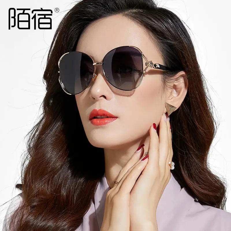 Women Polarized Sunglasses Black Gold 2019