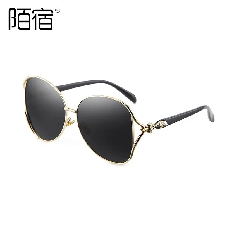 Women Polarized Sunglasses Black Gold 2019