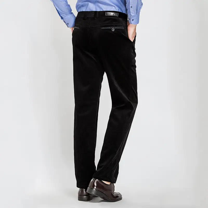 Men's Black Straight Leg Pants Autumn Winter Loose Casual - Image 6
