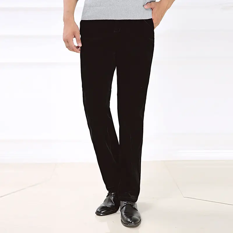 Men's Black Straight Leg Pants Autumn Winter Loose Casual - Image 2