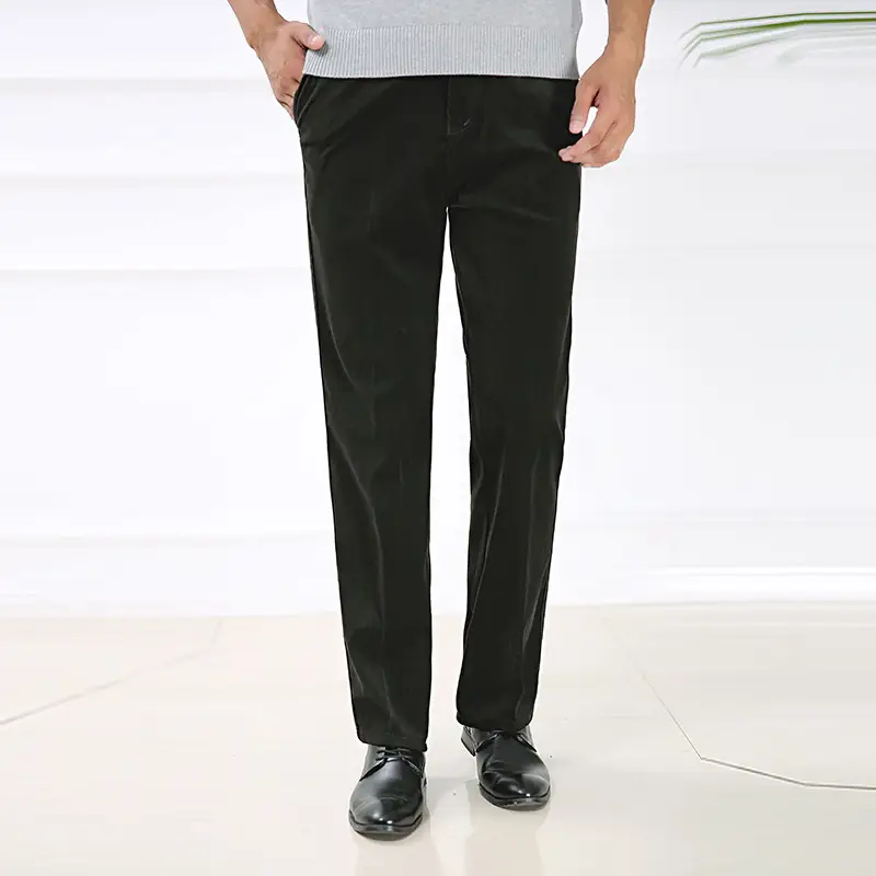 Men's Black Straight Leg Pants Autumn Winter Loose Casual - Image 3