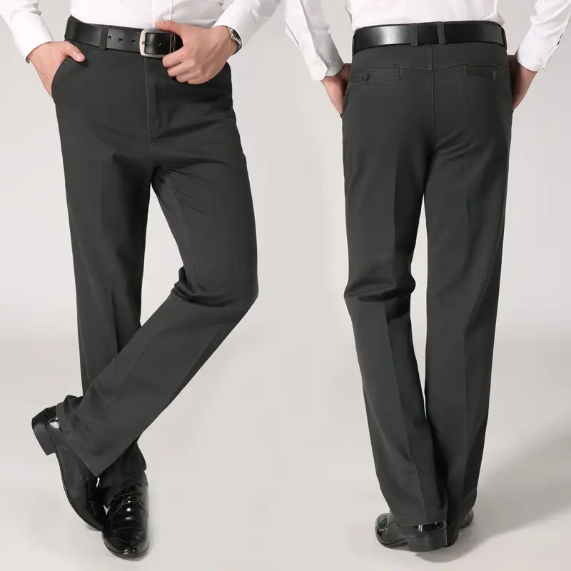 Middle-aged Men's Straight Leg Cotton Pants Brown Black - Image 7