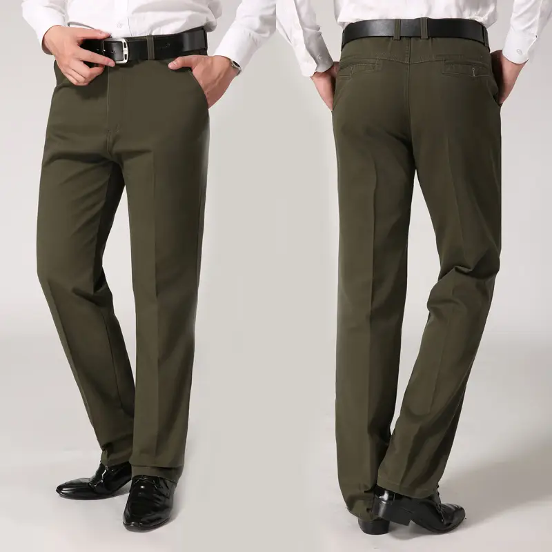 Middle-aged Men's Straight Leg Cotton Pants Brown Black - Image 10
