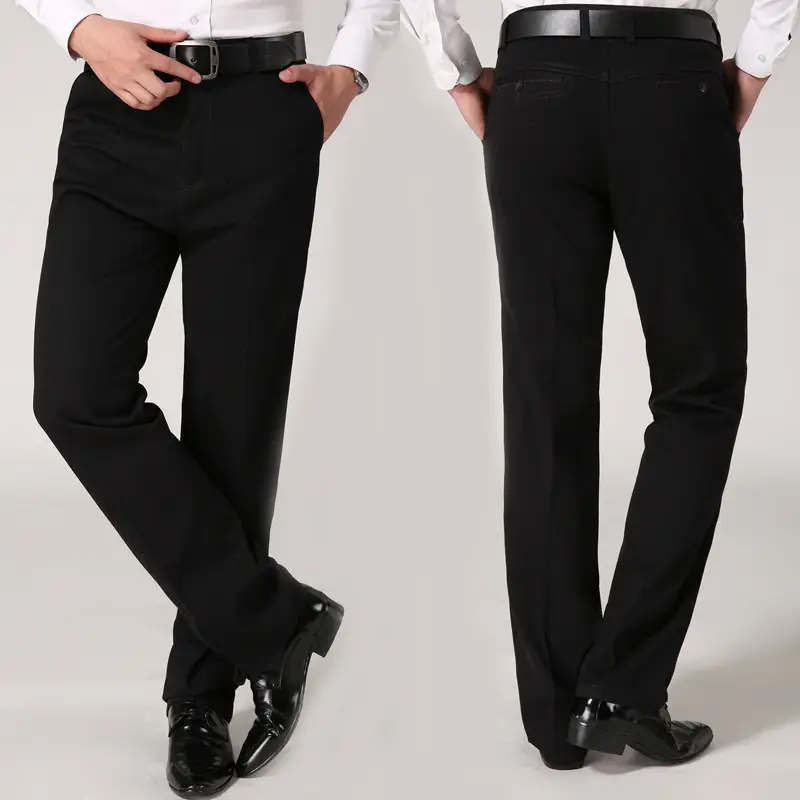Middle-aged Men's Straight Leg Cotton Pants Brown Black - Image 2