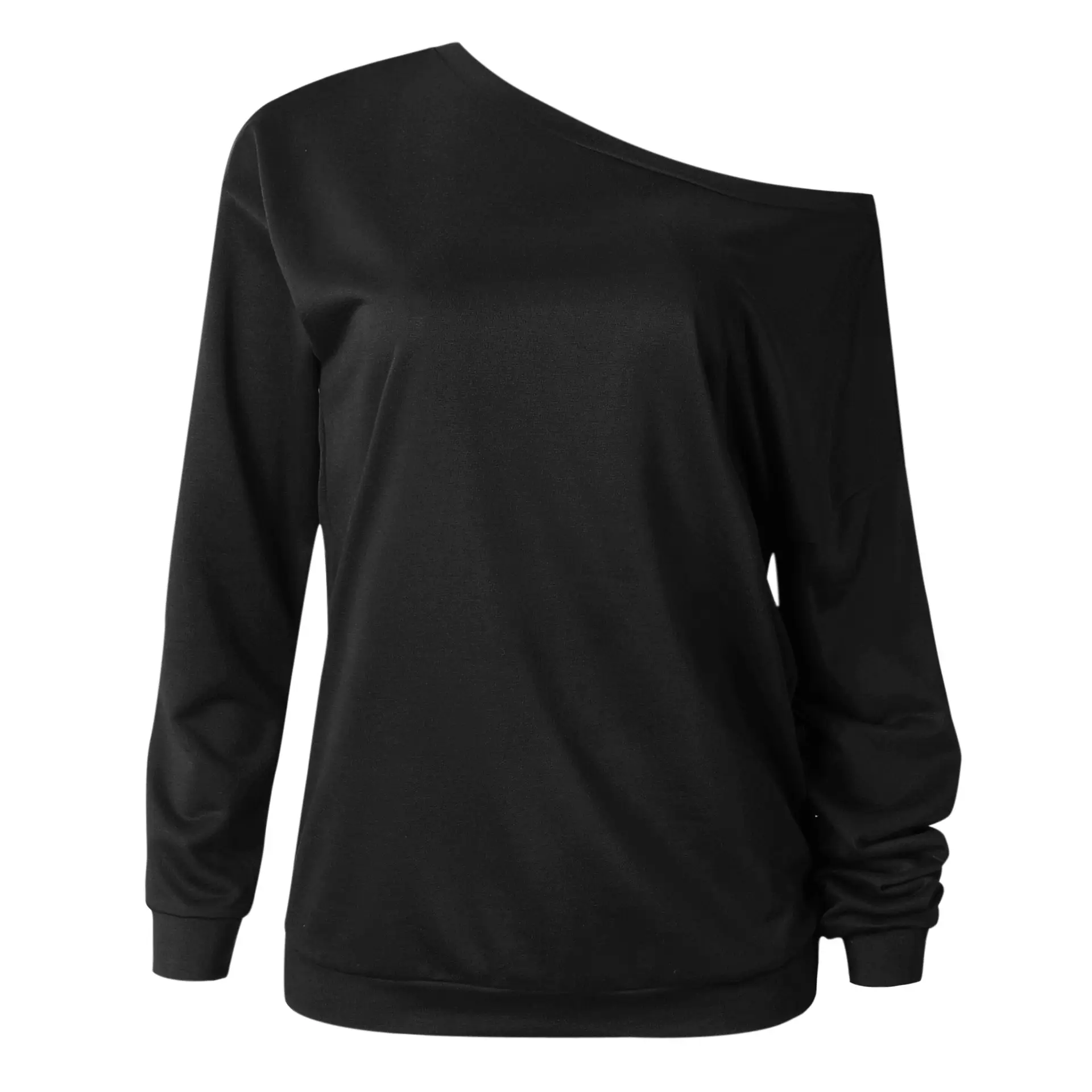Women's Crew Neck Sweater Top Black Shoulder Long Sleeve - Image 6