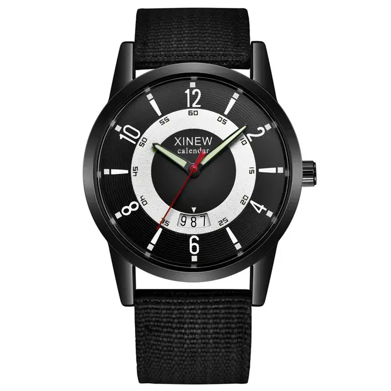 Men's Green Nylon Strap Quartz Watch with Calendar