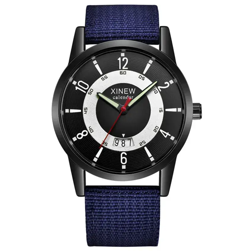 Men's Green Nylon Strap Quartz Watch with Calendar