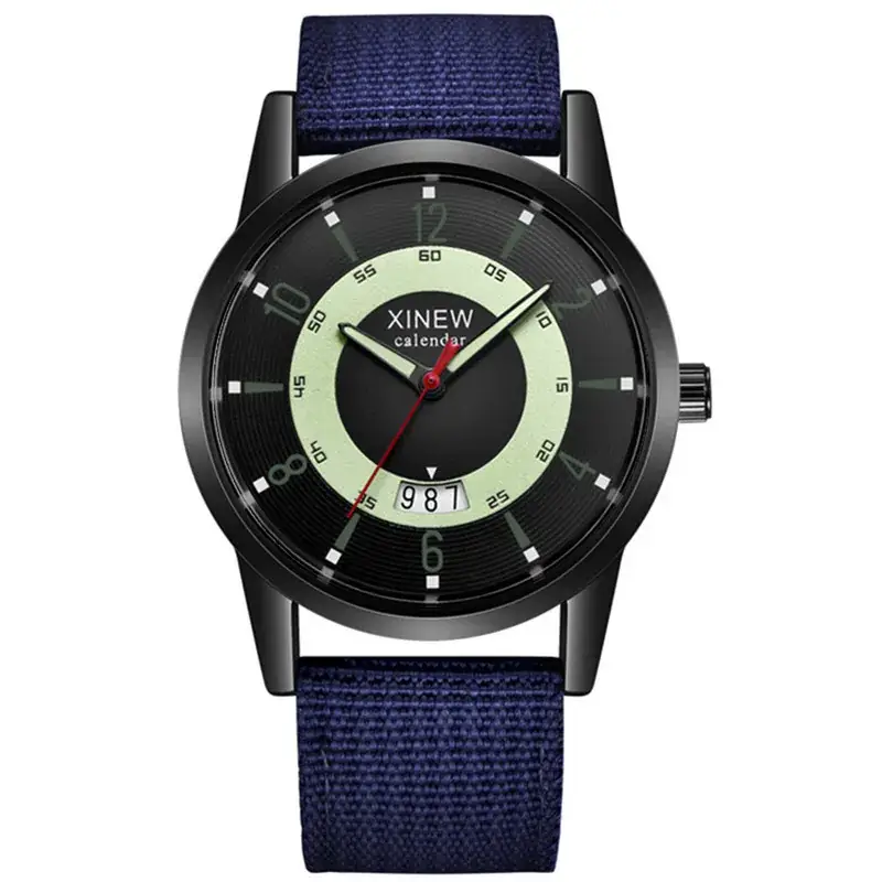 Men's Green Nylon Strap Quartz Watch with Calendar