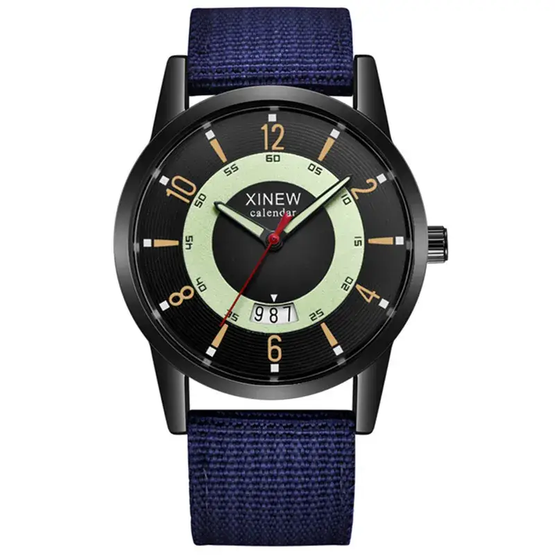 Men's Green Nylon Strap Quartz Watch with Calendar