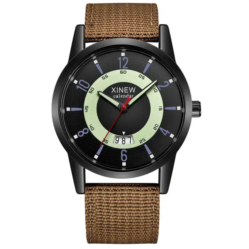 Men's Green Nylon Strap Quartz Watch with Calendar
