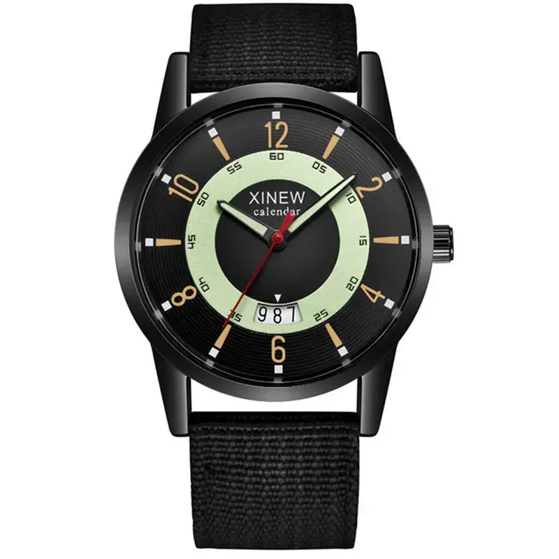 Men's Green Nylon Strap Quartz Watch with Calendar