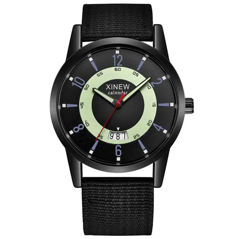 Men's Green Nylon Strap Quartz Watch with Calendar