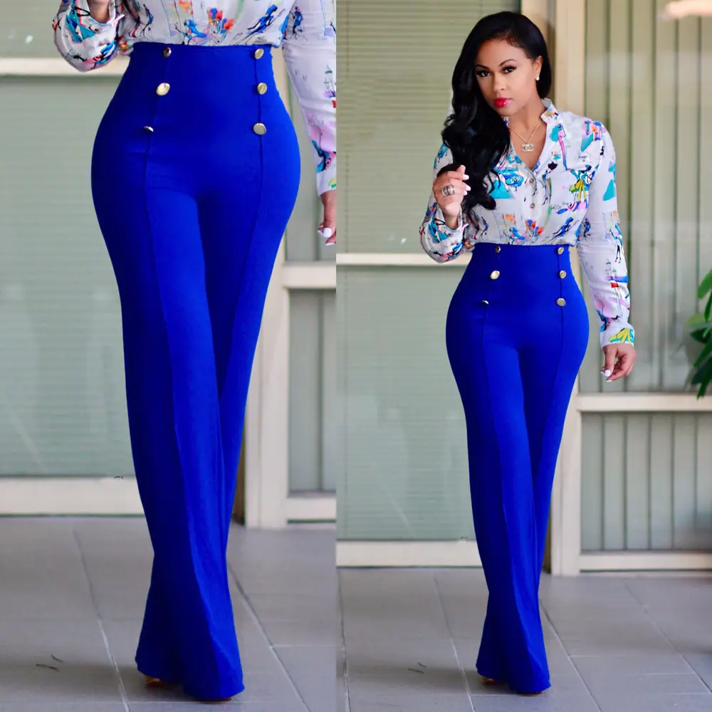 Women's Black Flared Trousers with White Top