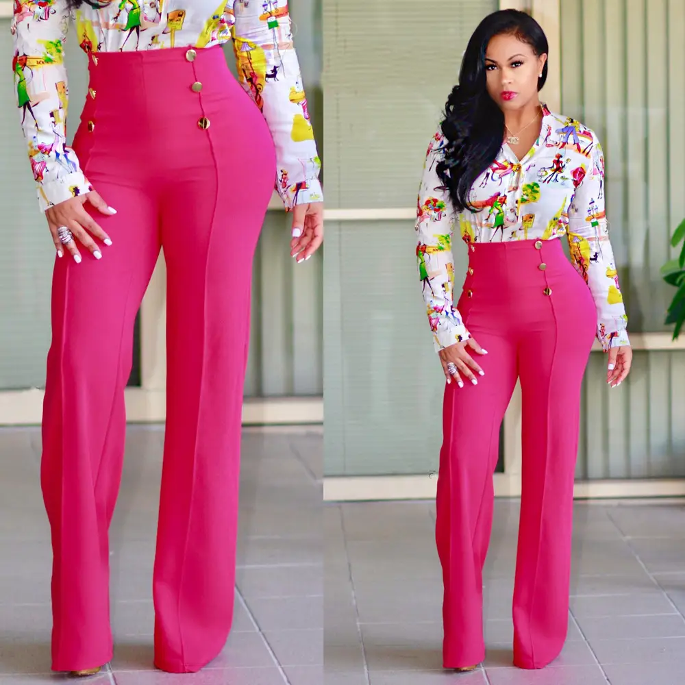 Women's Black Flared Trousers with White Top