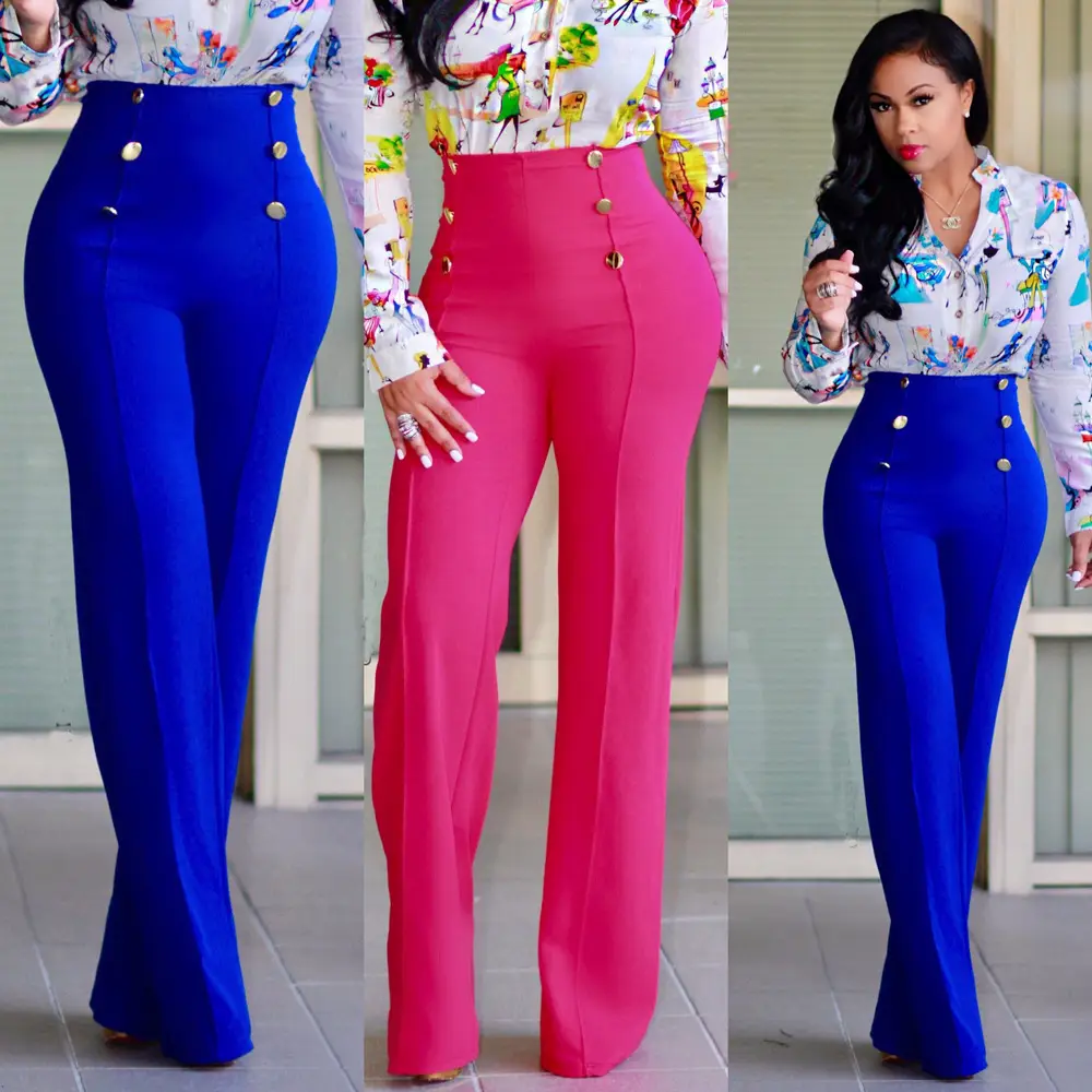 Women's Black Flared Trousers with White Top