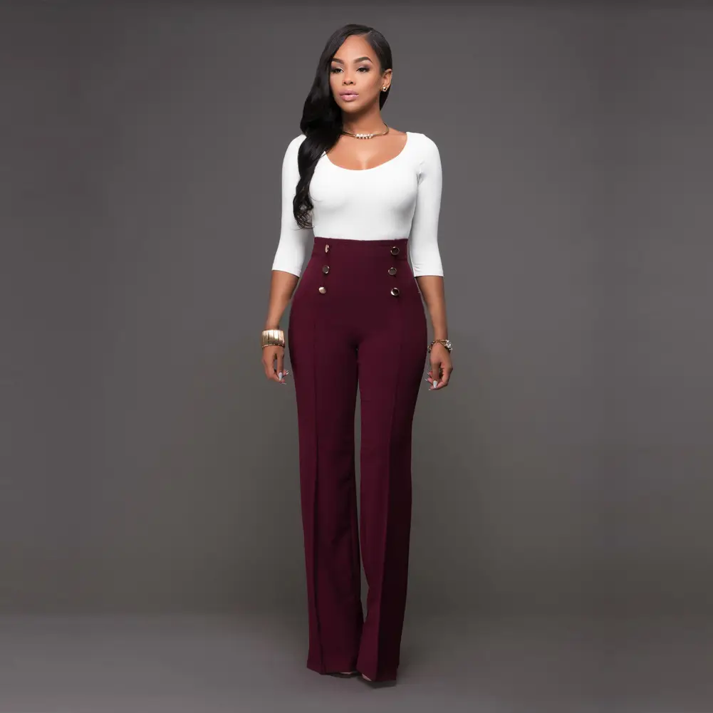 Women's Black Flared Trousers with White Top
