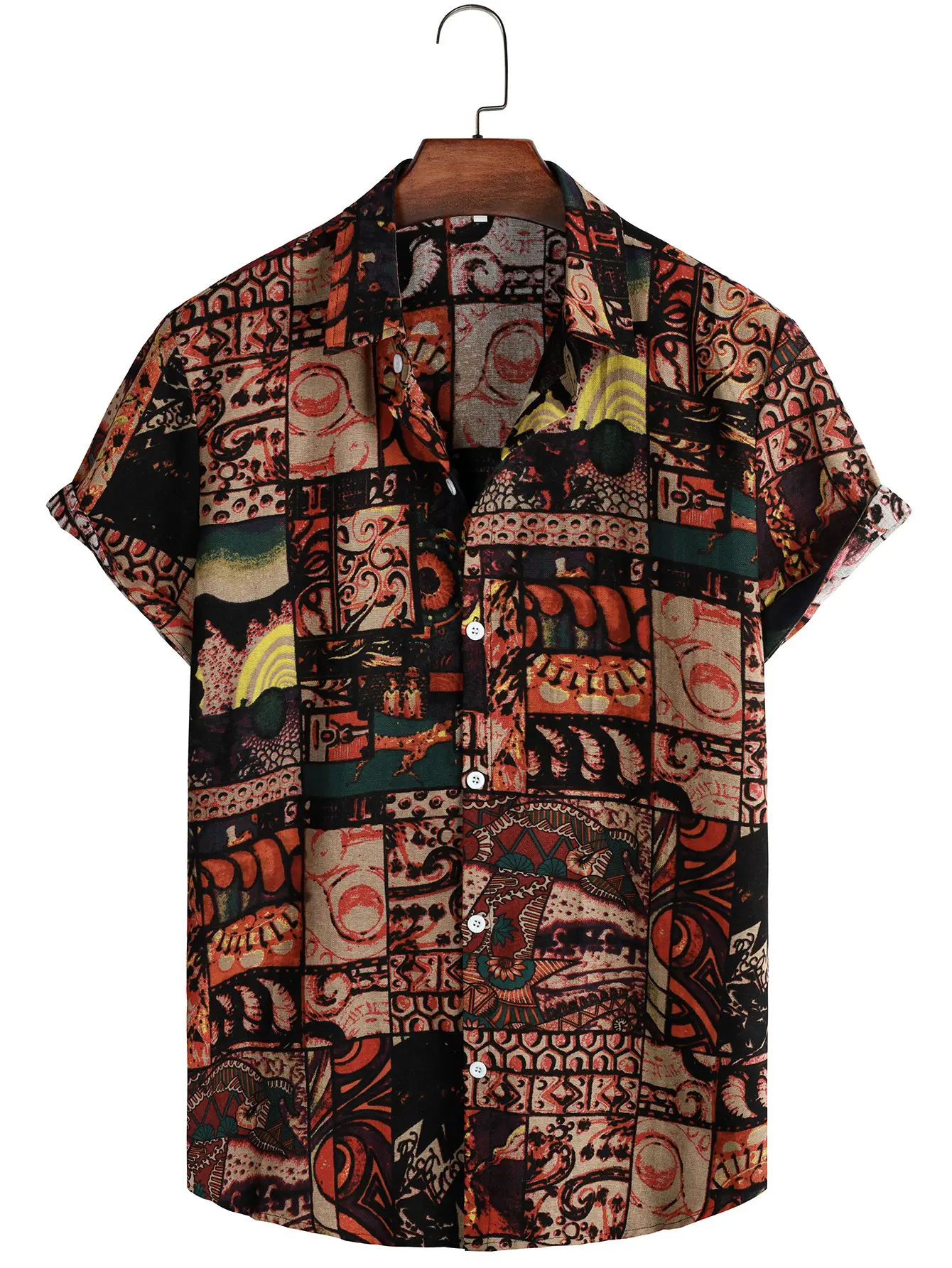 Men's Printed Cross-border Shirt Short Sleeve Lapel Top - Image 2