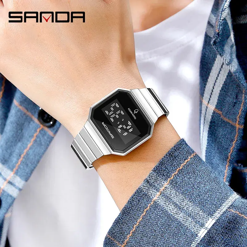 Sanda Multifunctional Watch with Digital Display & Stainless Steel Band - Image 4