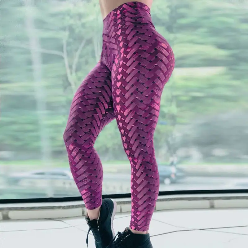 Purple Woven Slim Waist Yoga Pants - Image 4