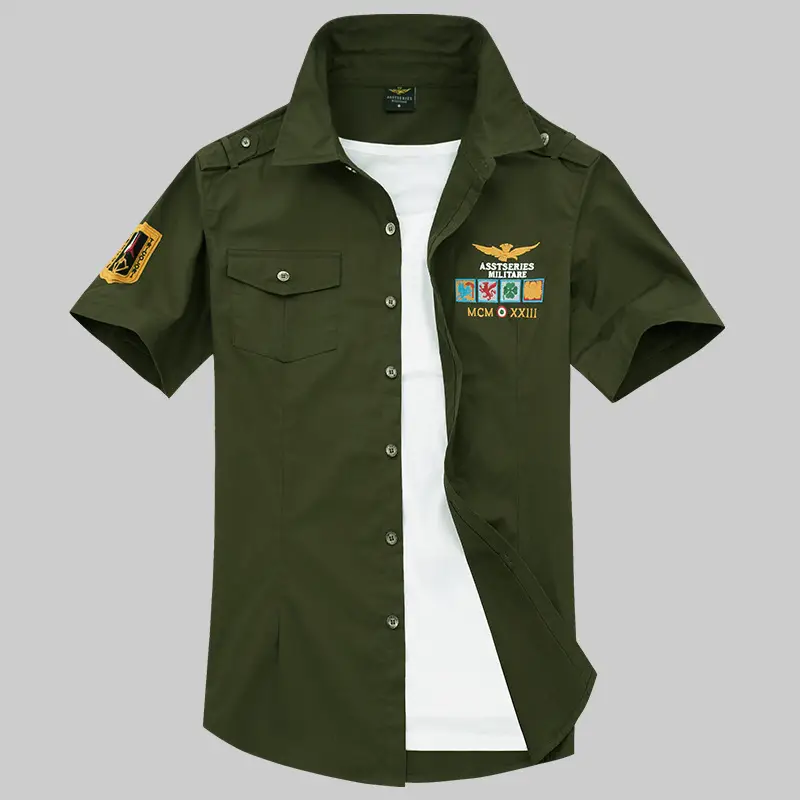 2019 New Men's Teenager Navy Short Sleeve Shirt - Image 6