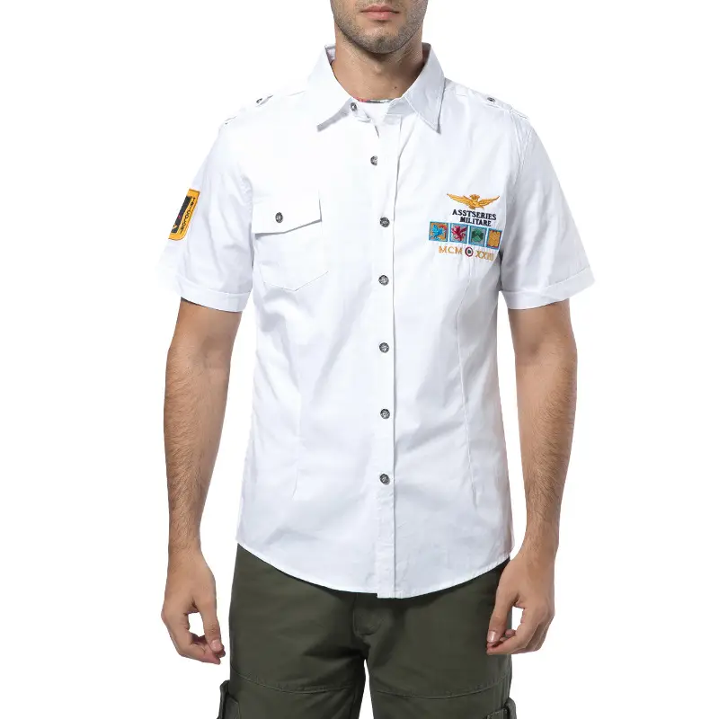 2019 New Men's Teenager Navy Short Sleeve Shirt - Image 7