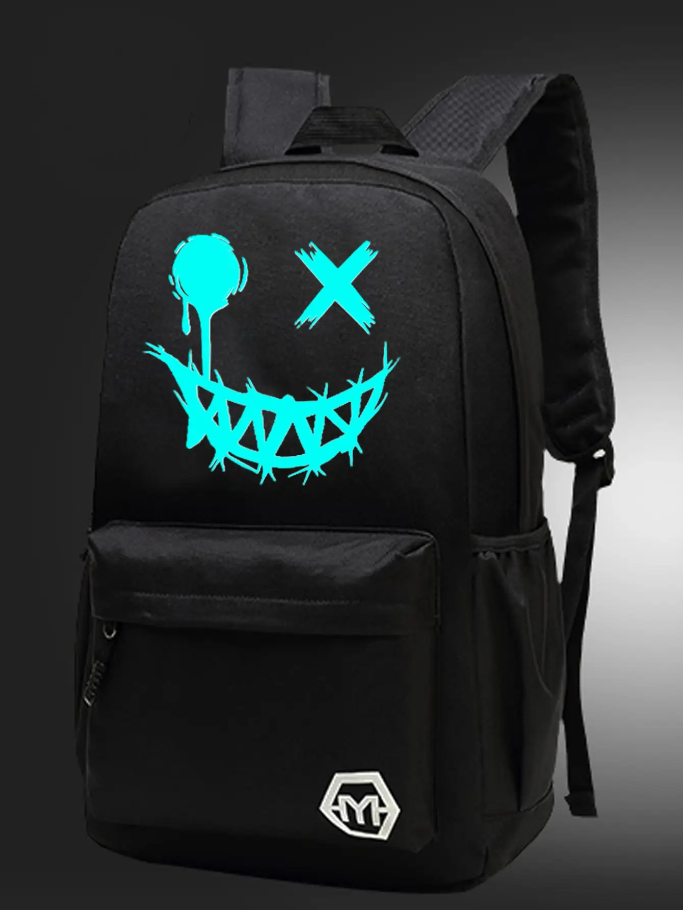 Men's Korean Style Graphic Backpack Black Youth School - Image 2