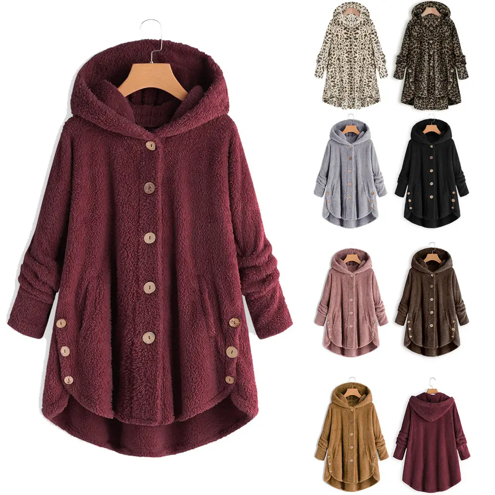 Women Leopard Print Hooded Jacket Winter Coat - Image 12
