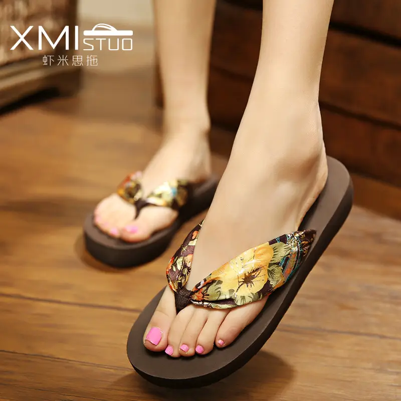 Women's Bohemian Flip Flops Mid-heel Non-Slip Sandals