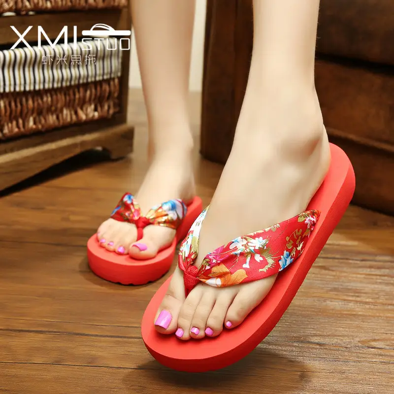 Women's Bohemian Flip Flops Mid-heel Non-Slip Sandals