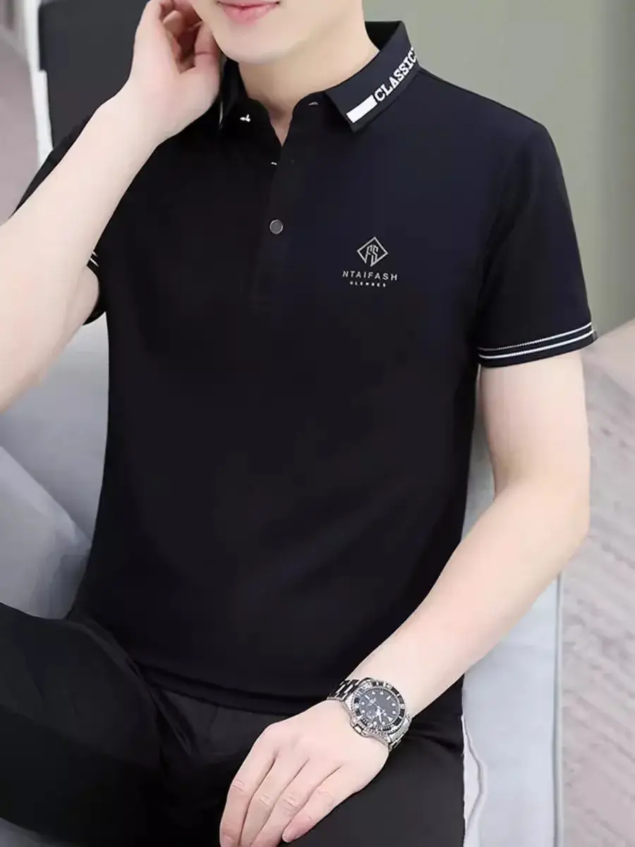 Men's 2024 Black Polo T-Shirt with Logo - Image 38