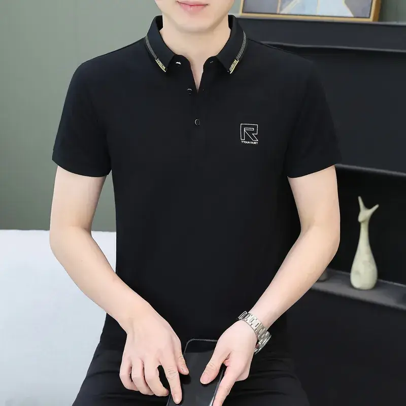 Men's 2024 Black Polo T-Shirt with Logo - Image 2