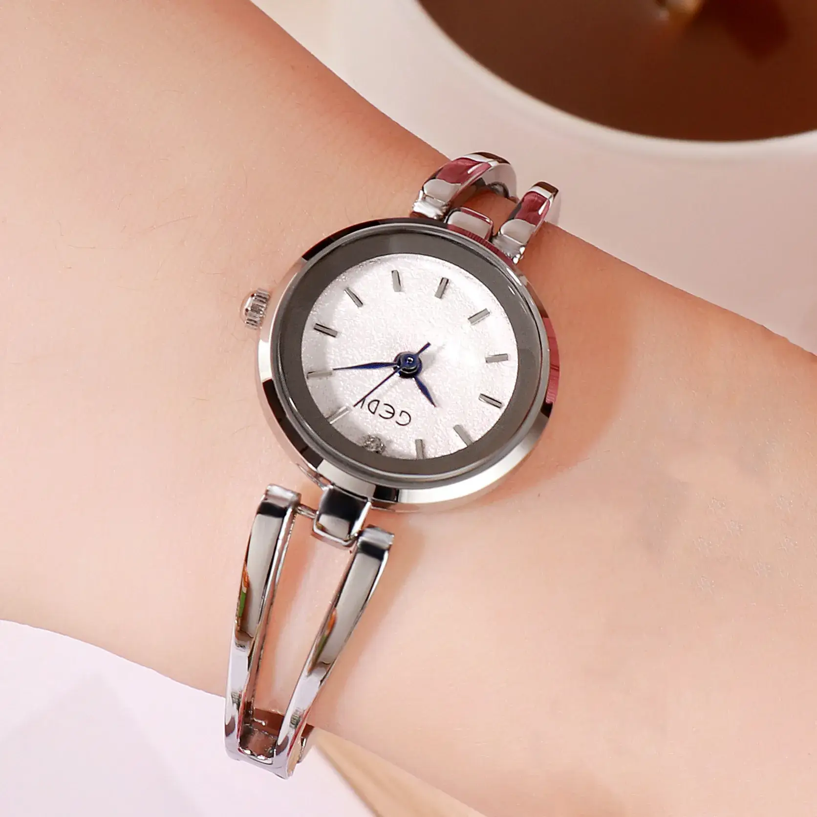 Women's Rose Gold Quartz Watch with Crystal Band