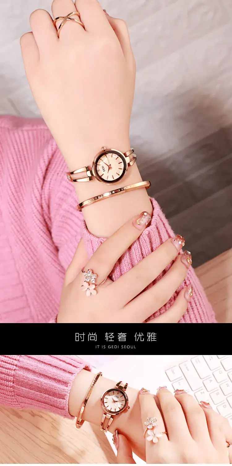 Women's Rose Gold Quartz Watch with Crystal Band — feature 1