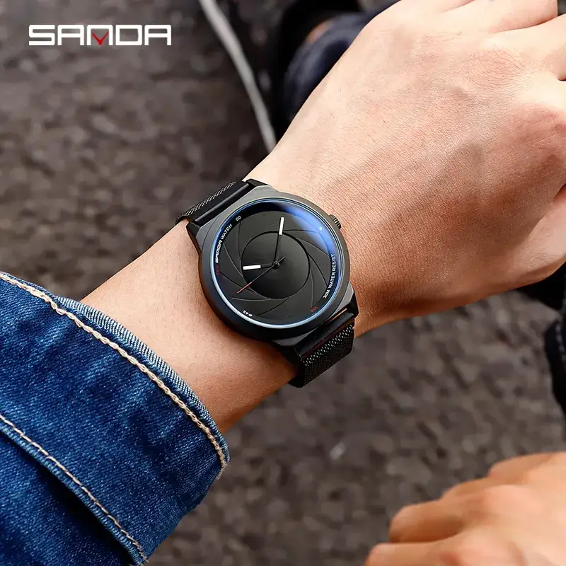 Sanda Ultra-Thin Quartz Couple Watches with Mesh Strap - Image 2