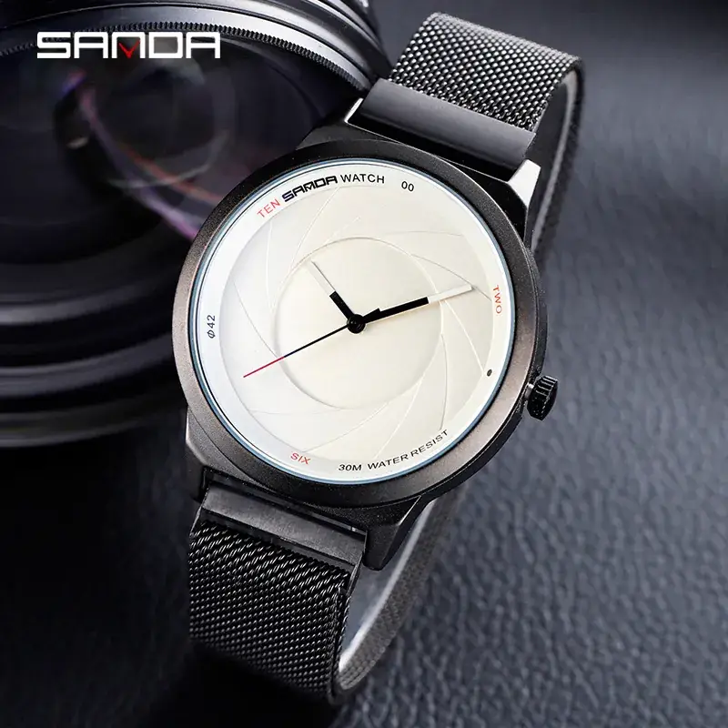 Sanda Ultra-Thin Quartz Couple Watches with Mesh Strap - Image 4
